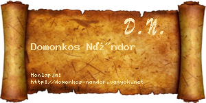 Domonkos Nándor névjegykártya
